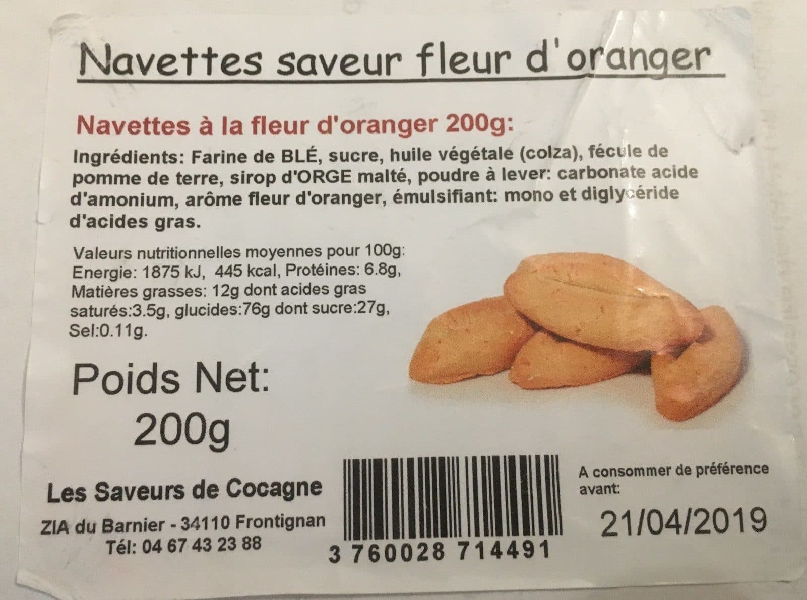 Open Food Facts Navettes saveur fleur d'oranger packshot