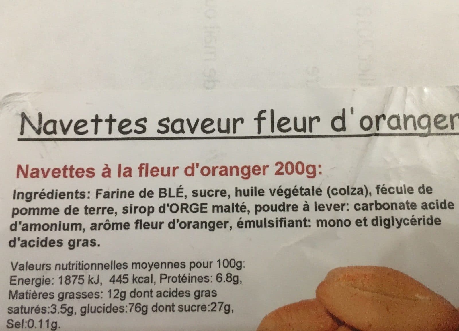 Open Food Facts Navettes saveur fleur d'oranger packshot