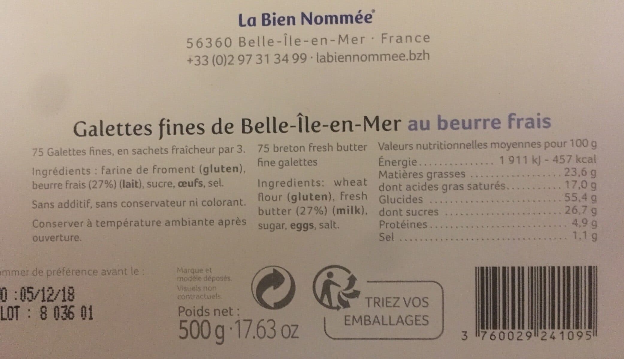 La Bien Nommée Galettes fines au beurre frais packshot