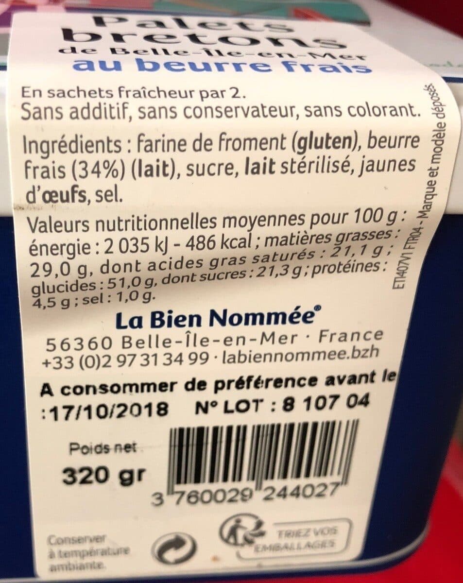 La Bien Nommée Palets bretons au beurre frais packshot