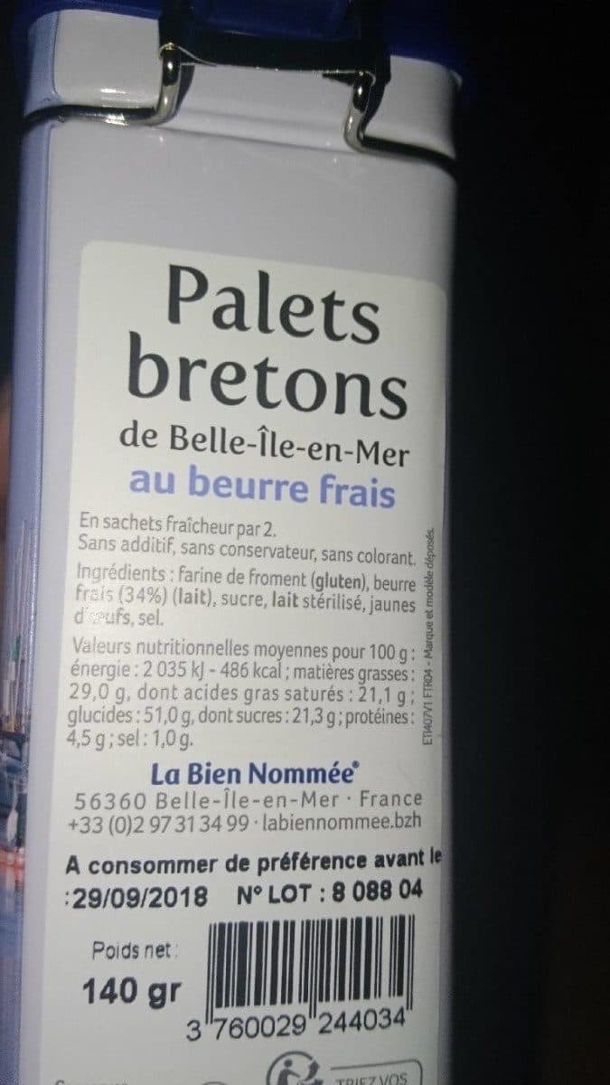La Bien Nommée Palets bretons de belle-île-en-mer au beurre frais packshot