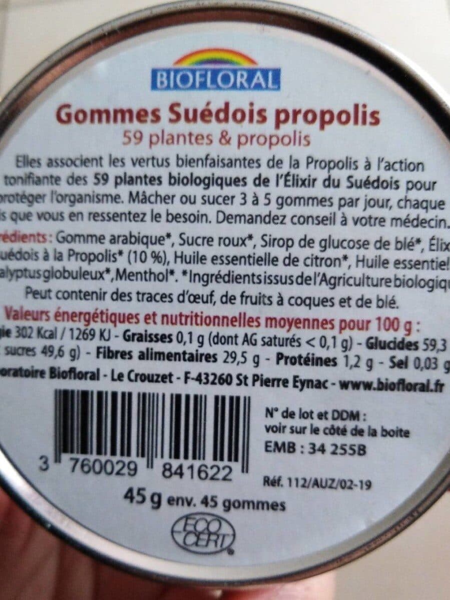 Biofloral Gommes Suédois à La Propolis Bio - 45 GR - Biofloral packshot