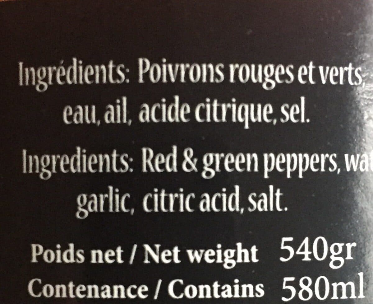 Yarden Poivron Rouge Et Vert Grille 540G packshot