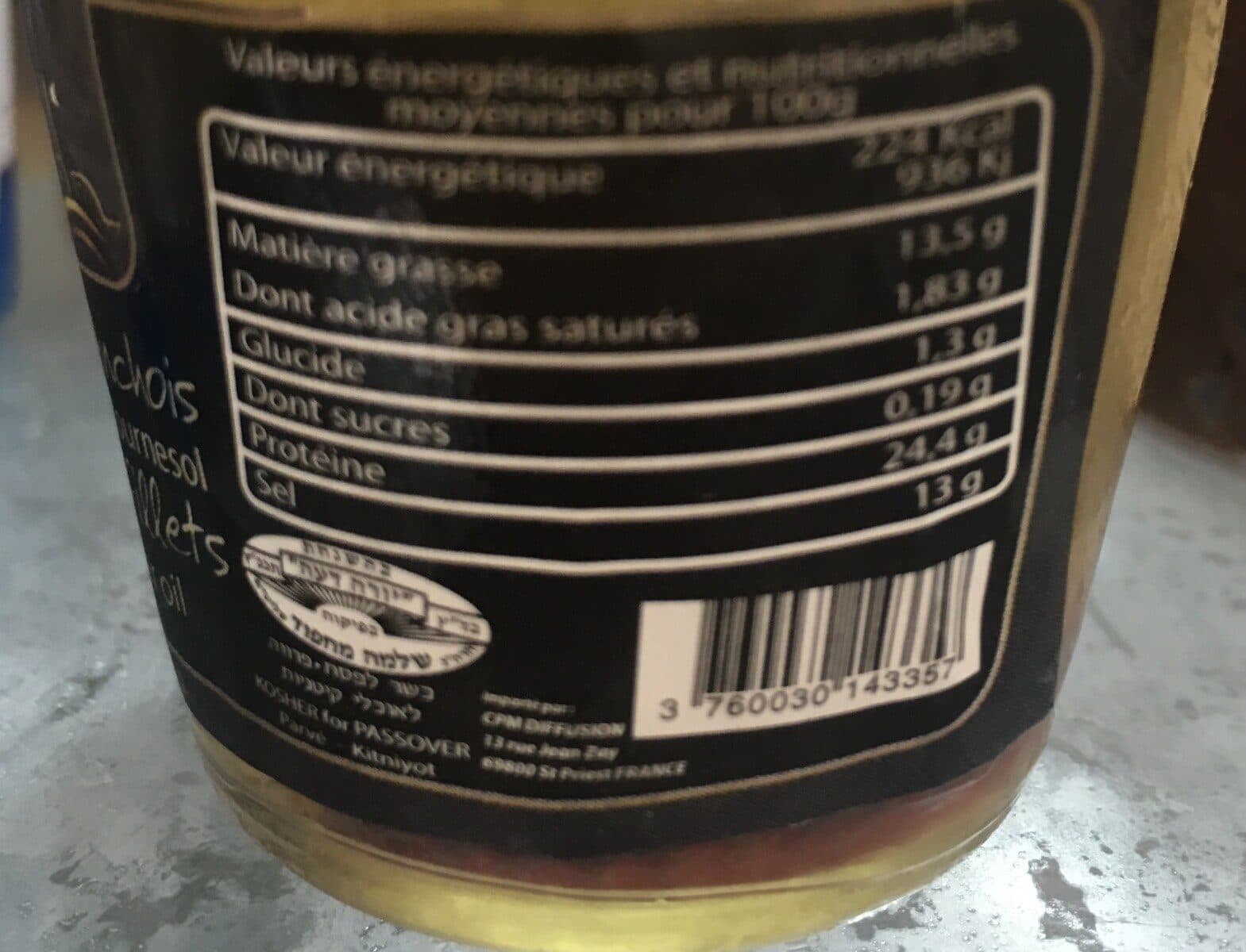 Open Food Facts Filets d’anchois à l’huile de tournesol packshot