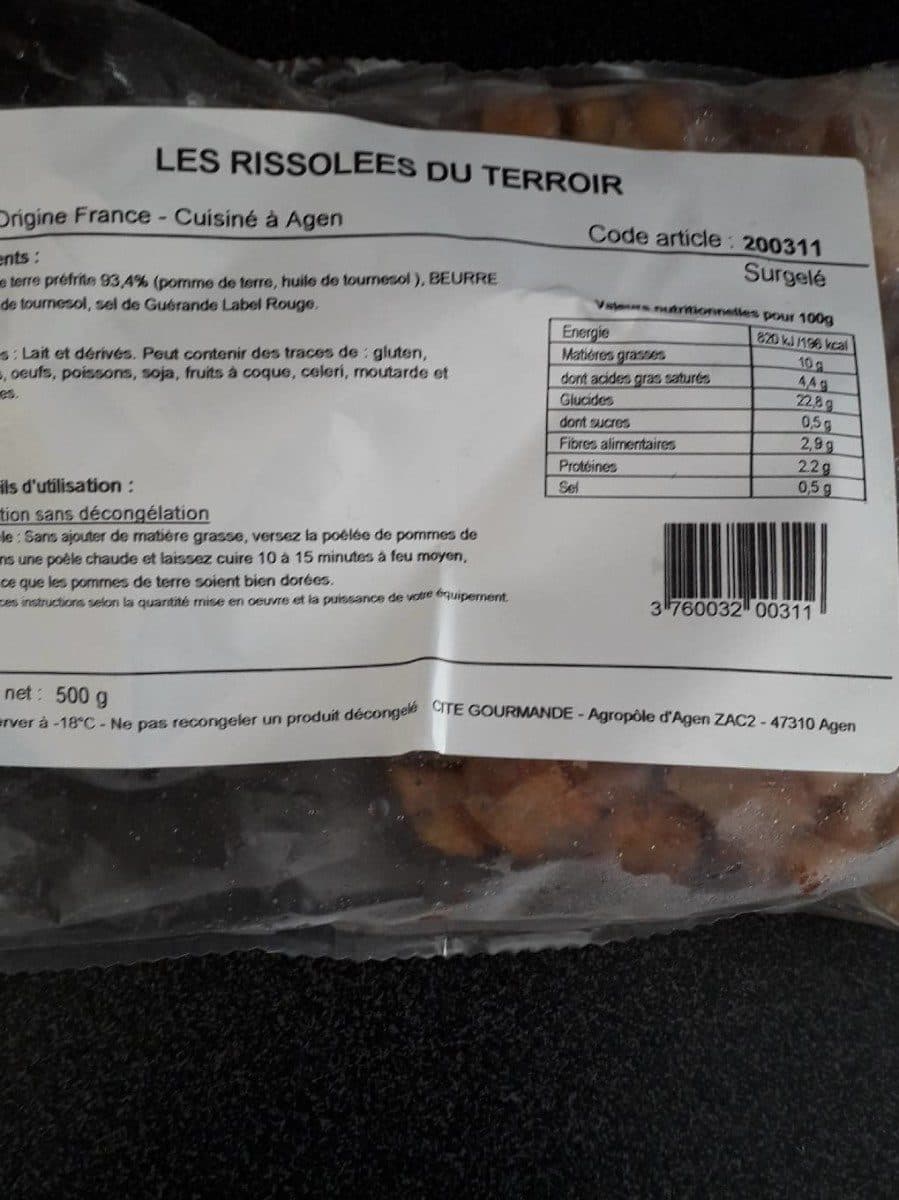 Open Food Facts Pommes de terre rissolées du terroir packshot