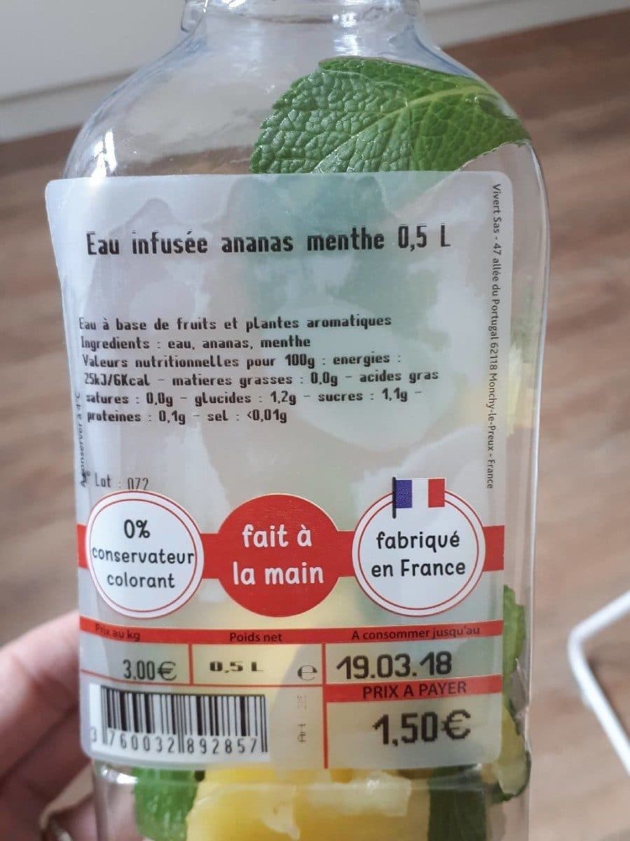 Open Food Facts Eau infuser ananas menthe packshot
