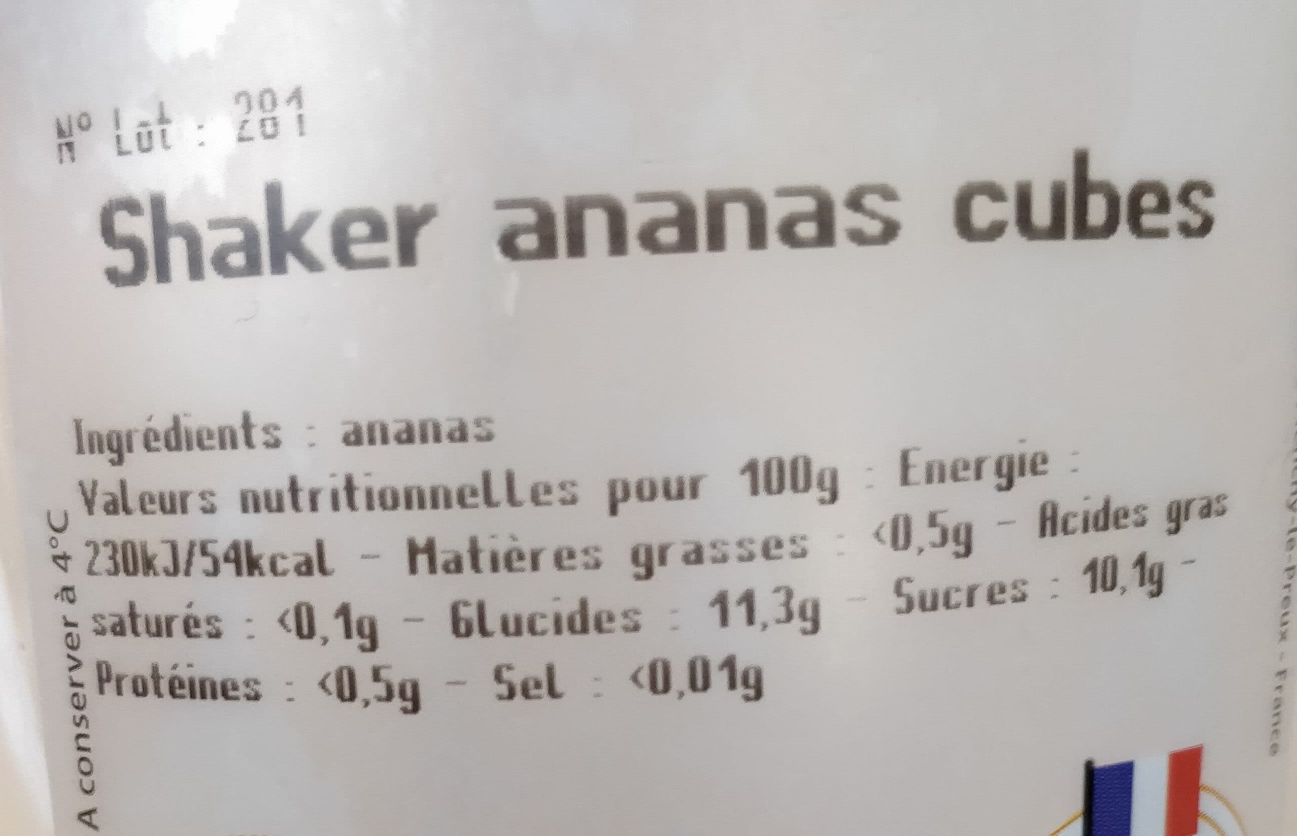 Open Food Facts Shaker ananas cubes packshot
