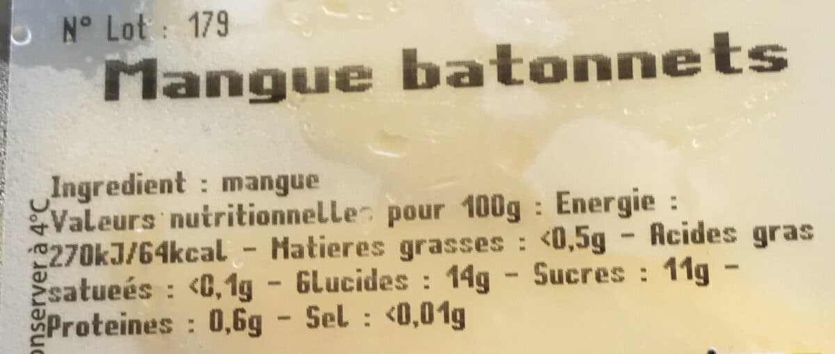 Open Food Facts Mangue batonnets packshot