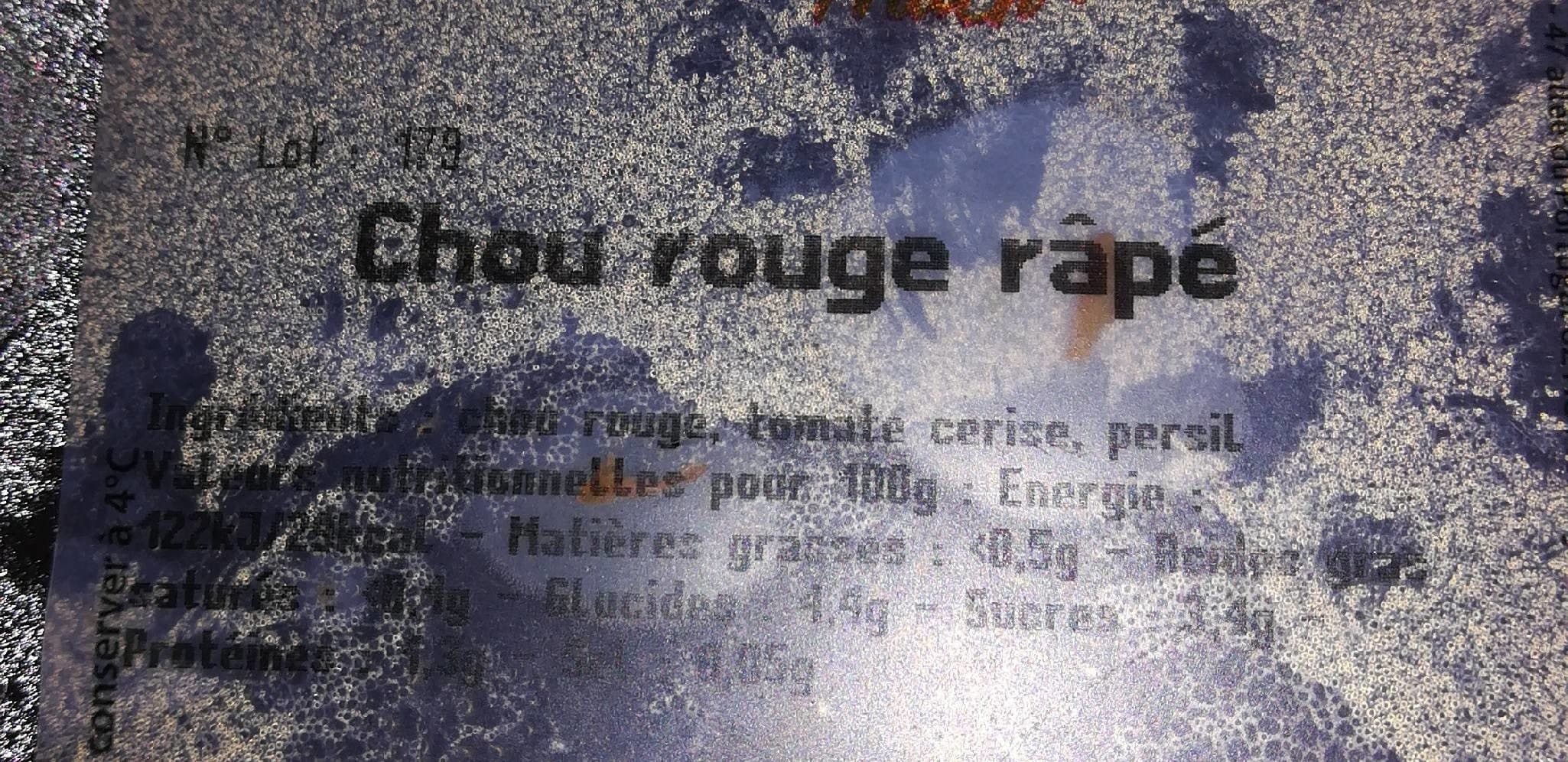 Open Food Facts Chou rouge râpé, 250g packshot