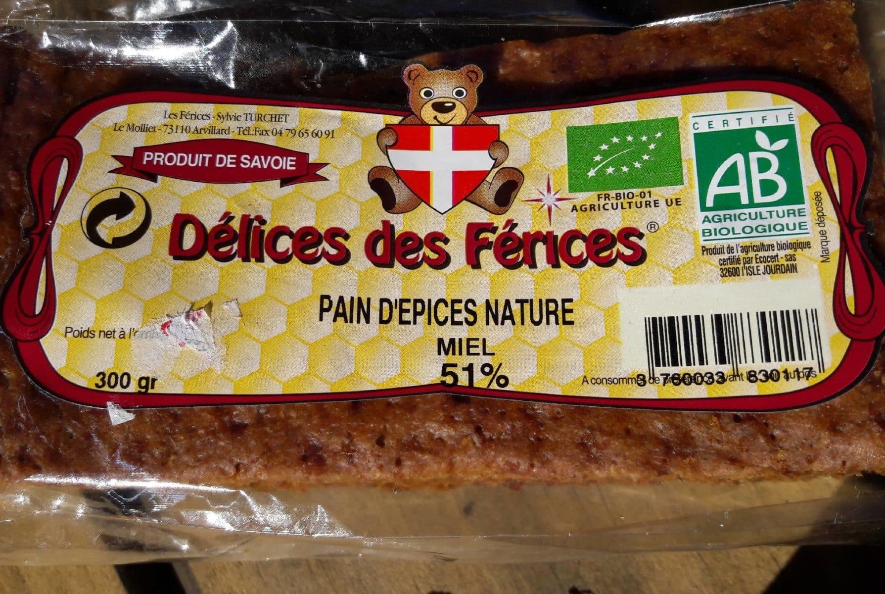 Délices des Férices Pain d'épices nature packshot