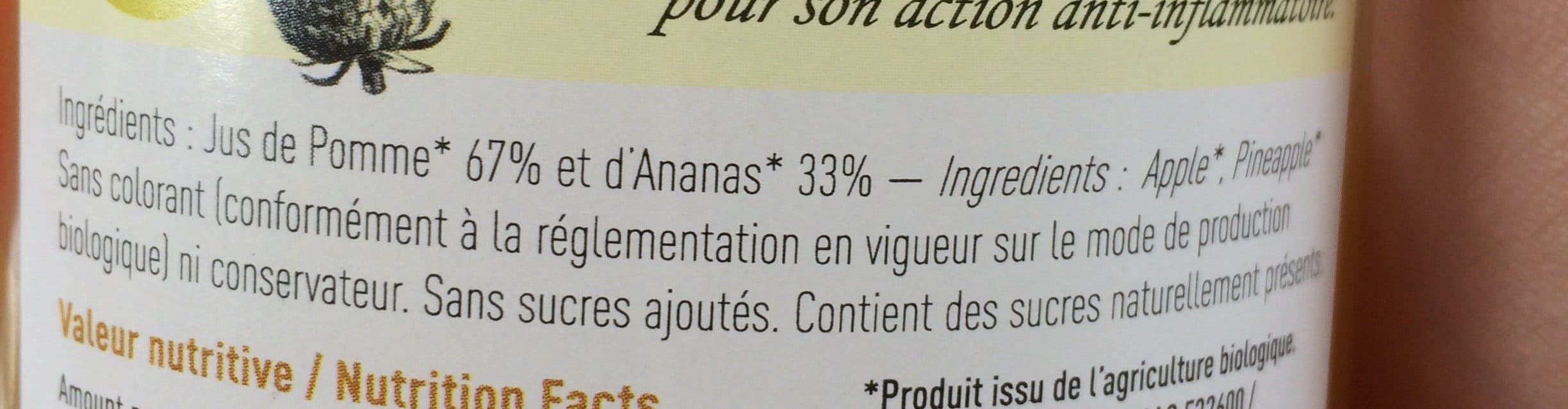 Open Food Facts Pur jus de pomme et ananas packshot
