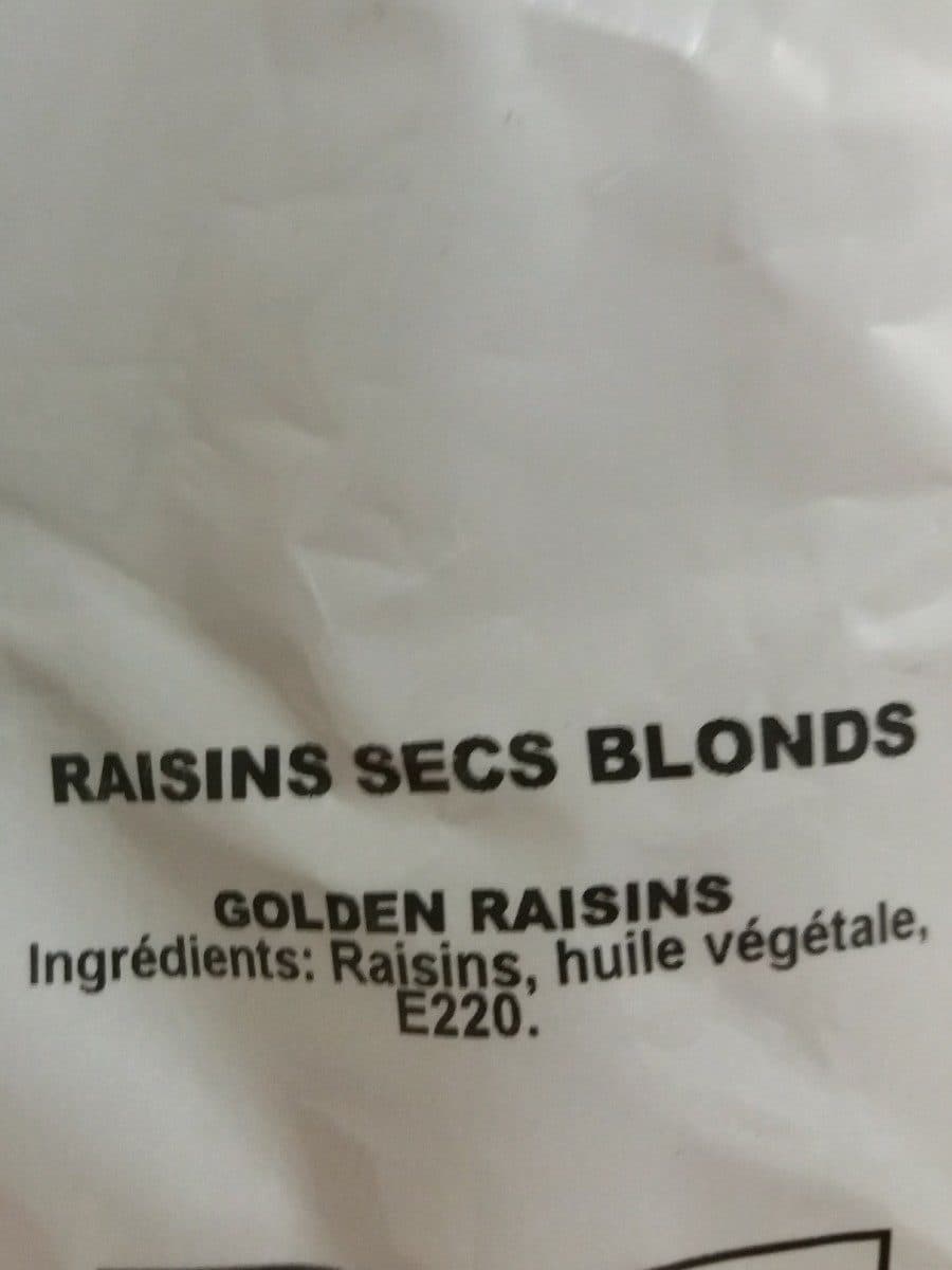 Open Food Facts Raisins secs blonds packshot