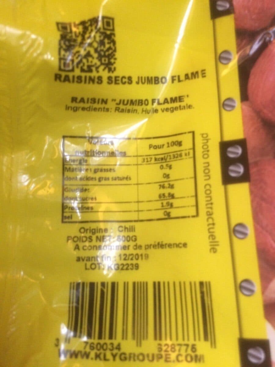 Open Food Facts Raisins secs jumbo flame packshot
