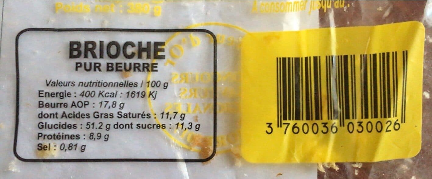 Open Food Facts Brioche pur beurre packshot