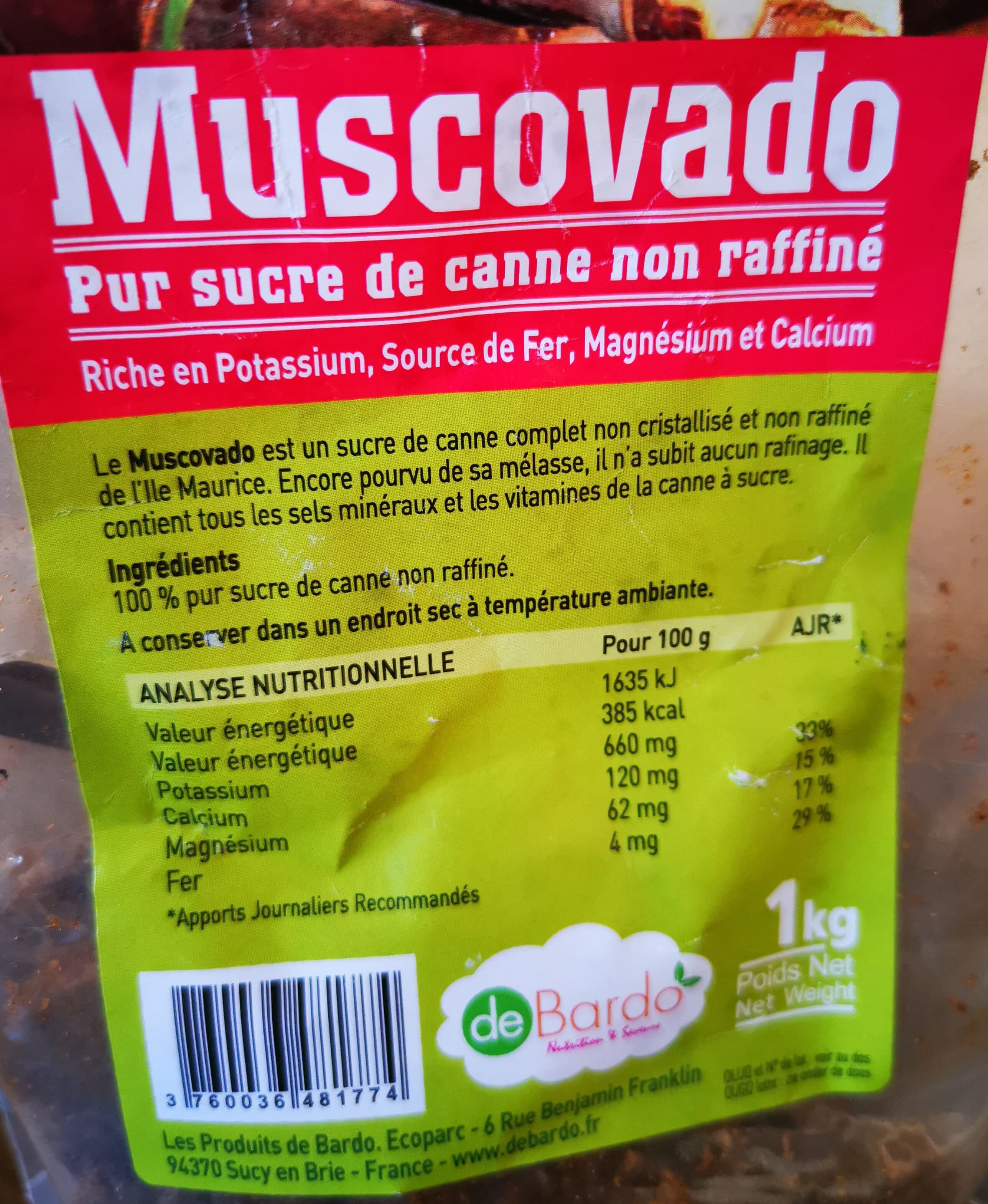 De bardo Muscovado pur sucre de canne non rafiné packshot