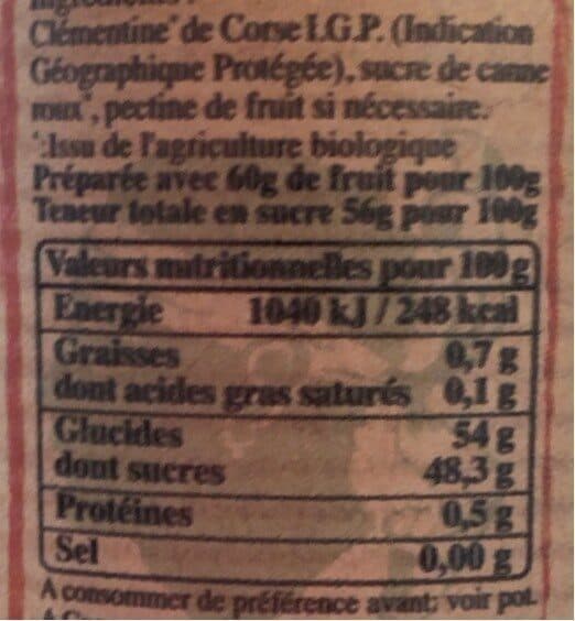 Jean-Paul Vicensini et Fils Confiture bio Clémentine de corse packshot
