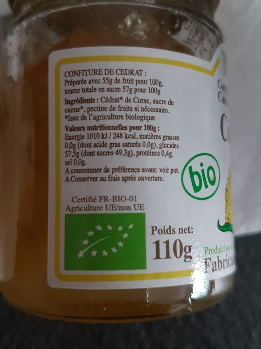 Jean-Paul Vincensini et fils Confiture corse bio au cedrat packshot