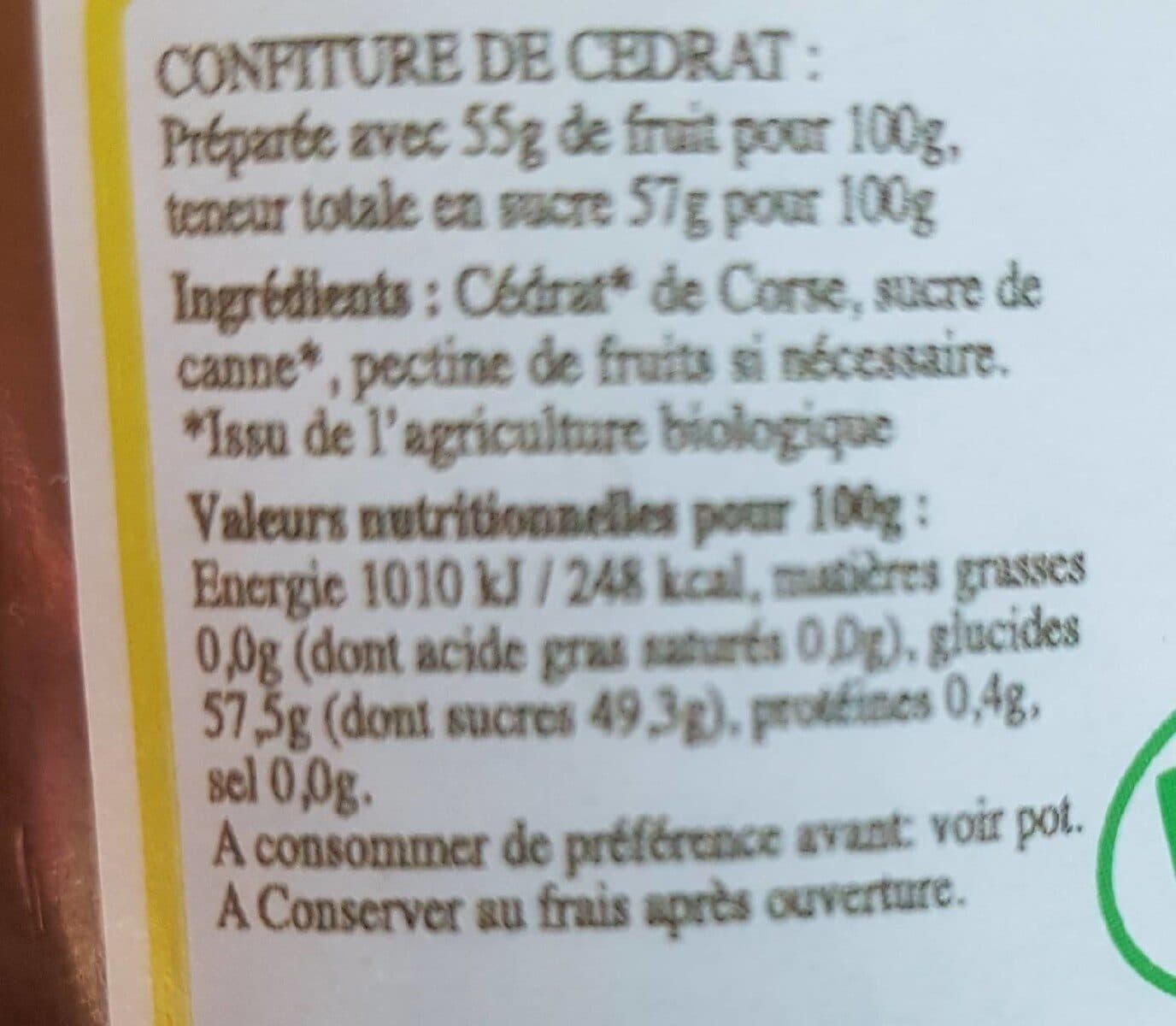 Jean-Paul Vincensini et fils Confiture corse bio au cedrat packshot