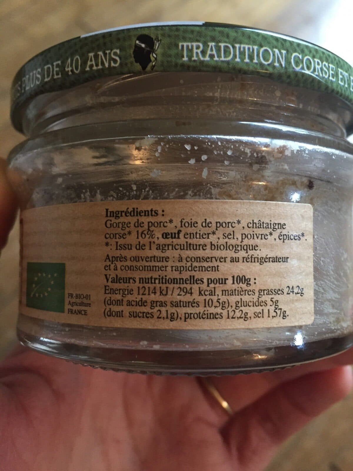 Jean paul vincensini et fils Terrine bio chataigne packshot