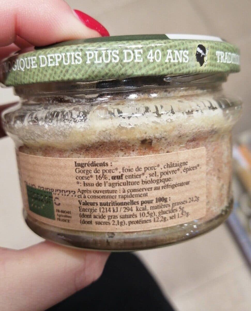 Jean paul vincensini et fils Terrine bio chataigne packshot