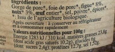 Open Food Facts TERRINE FIGUE NOIX BIO 110G packshot