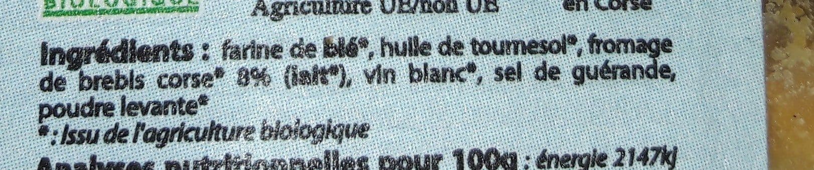 Jean-Paul Vincensini et fils Canistrelli bio à l'ancienne Salés Fromage de brebis packshot