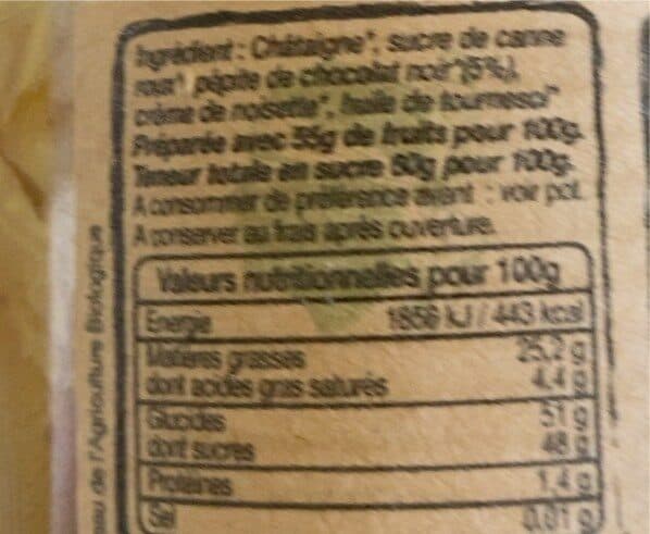 Jean-Paul Vincensini et fils Pâte à tartiner Châtaigne Chocolat Bio packshot