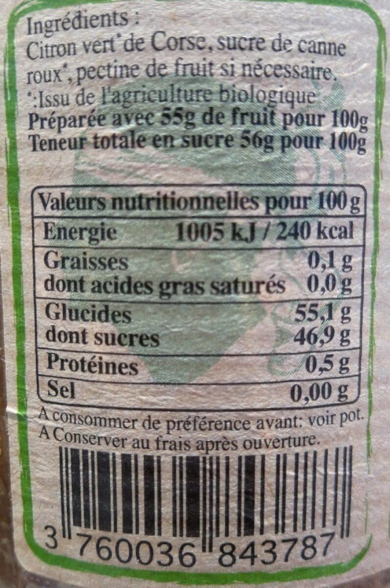 Jean-Paul Vincensini et fils Confiture Corse extra Citron Vert Bio packshot