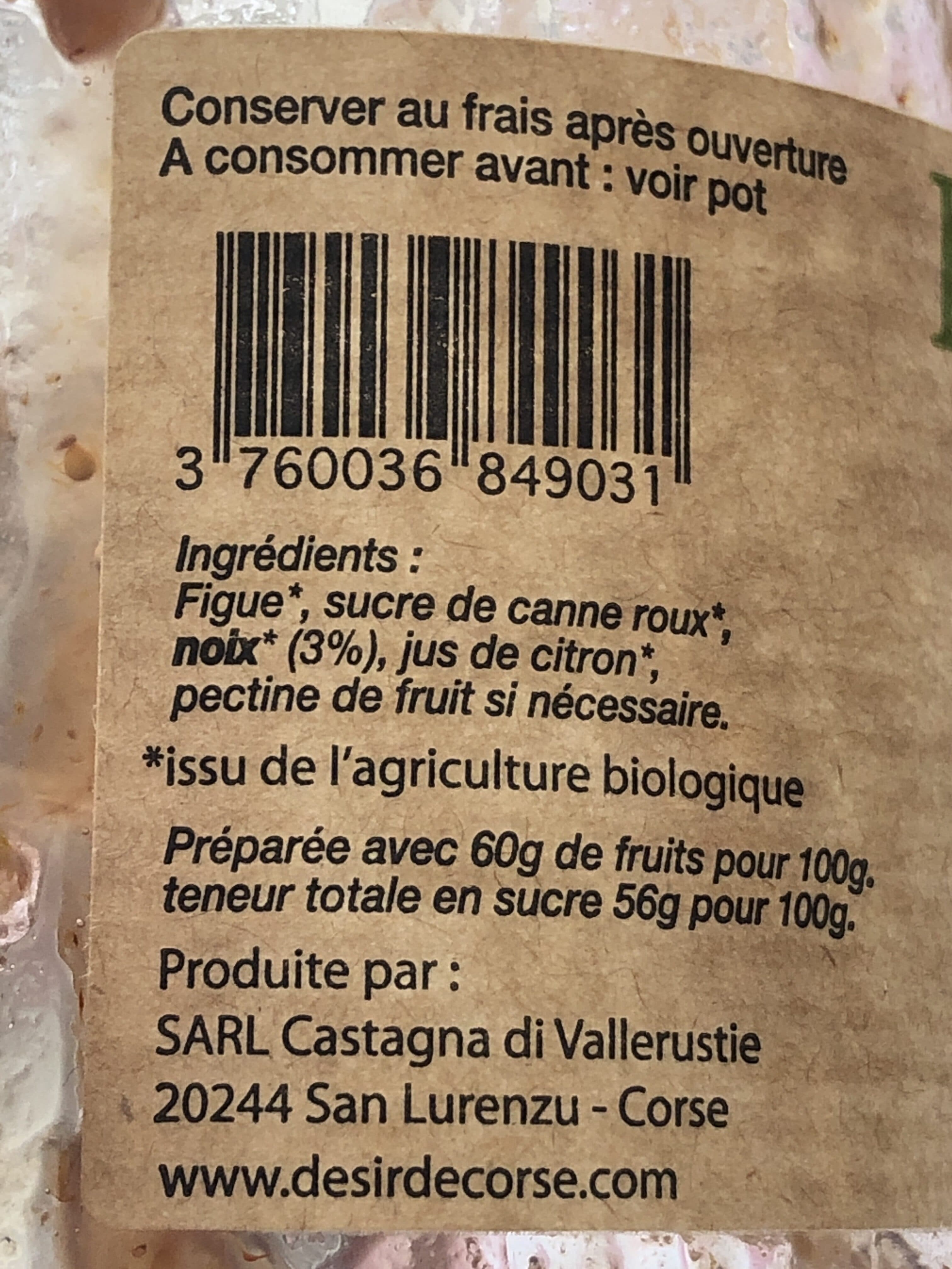 DESIR de CORSE Confiture Extra Figue Et Noix packshot