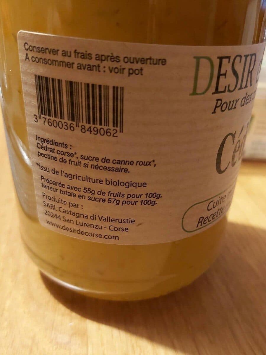 Desir de Corse Confiture De Cedrat packshot