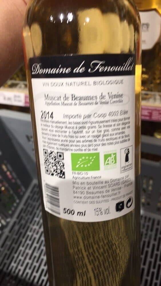 Open Food Facts Domaine de Fenouillet Muscat de Beaumes de Venise VIN DOUX NAUTREL BIOLOGIQUE 2014 packshot