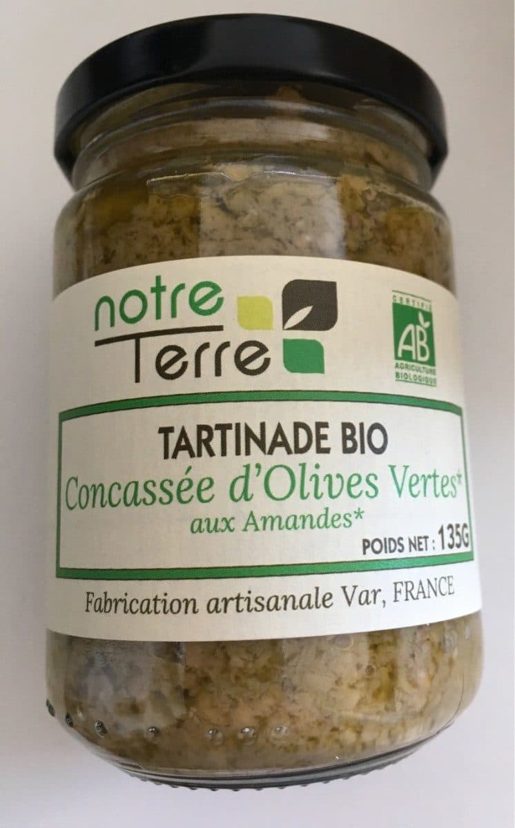Notre Terre Tartinade bio - Concassée d'olives vertes aux amandes packshot