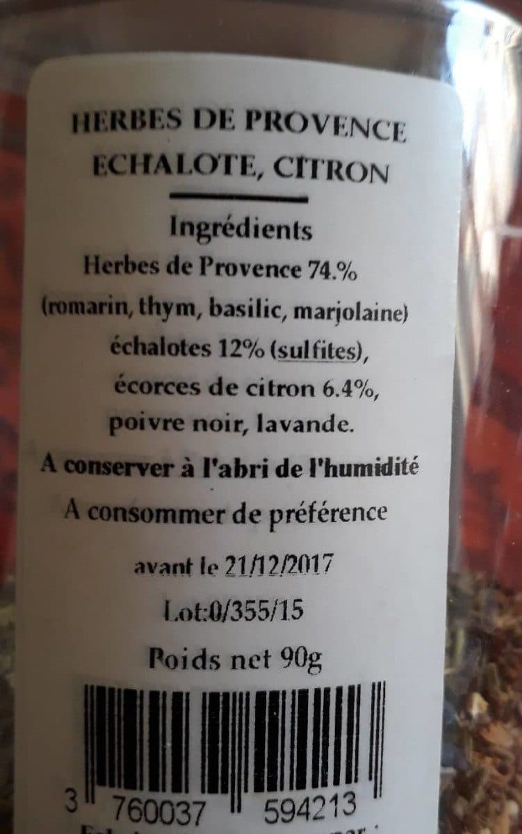 Open Food Facts Herbes De Provence, échalote & Citron packshot