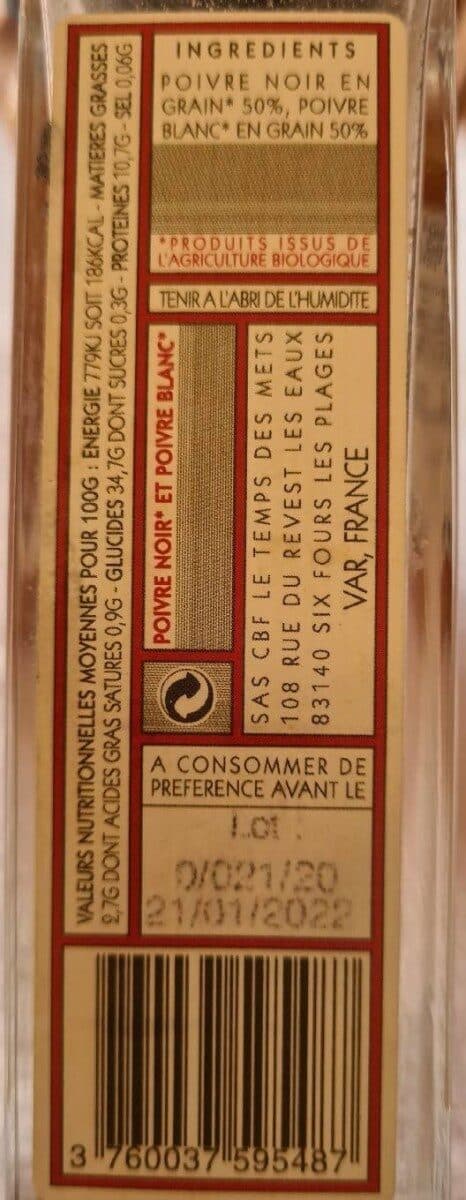 Le Temps des Mets Poivre noir* et poivre blanc* packshot