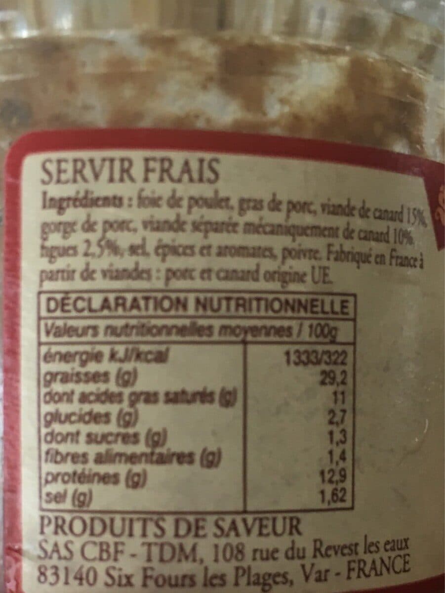 Le Temps Des Mets Pâté de canard aux figues packshot