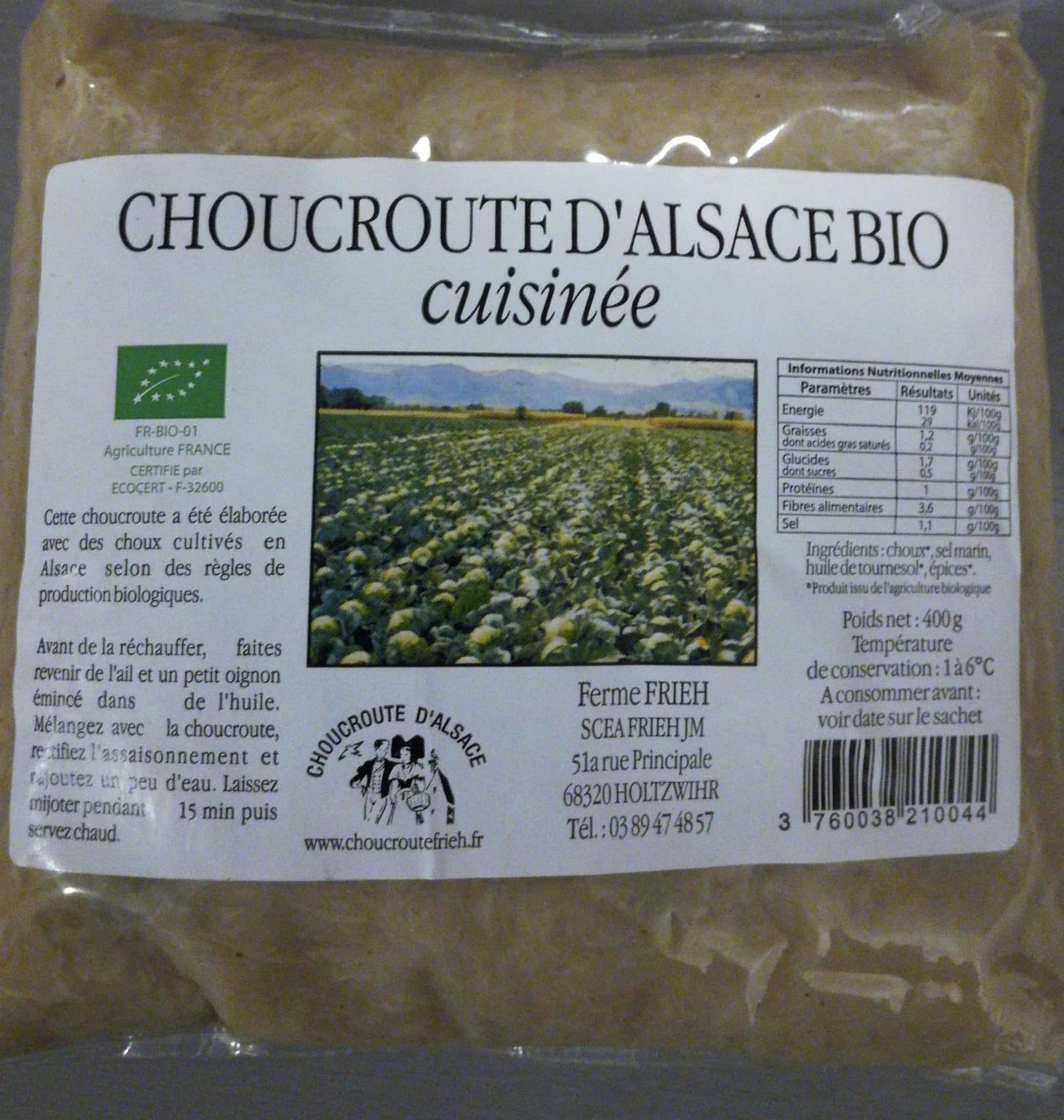 Ferme Frieh Choucroute d'Alsace Bio Cuisinée packshot