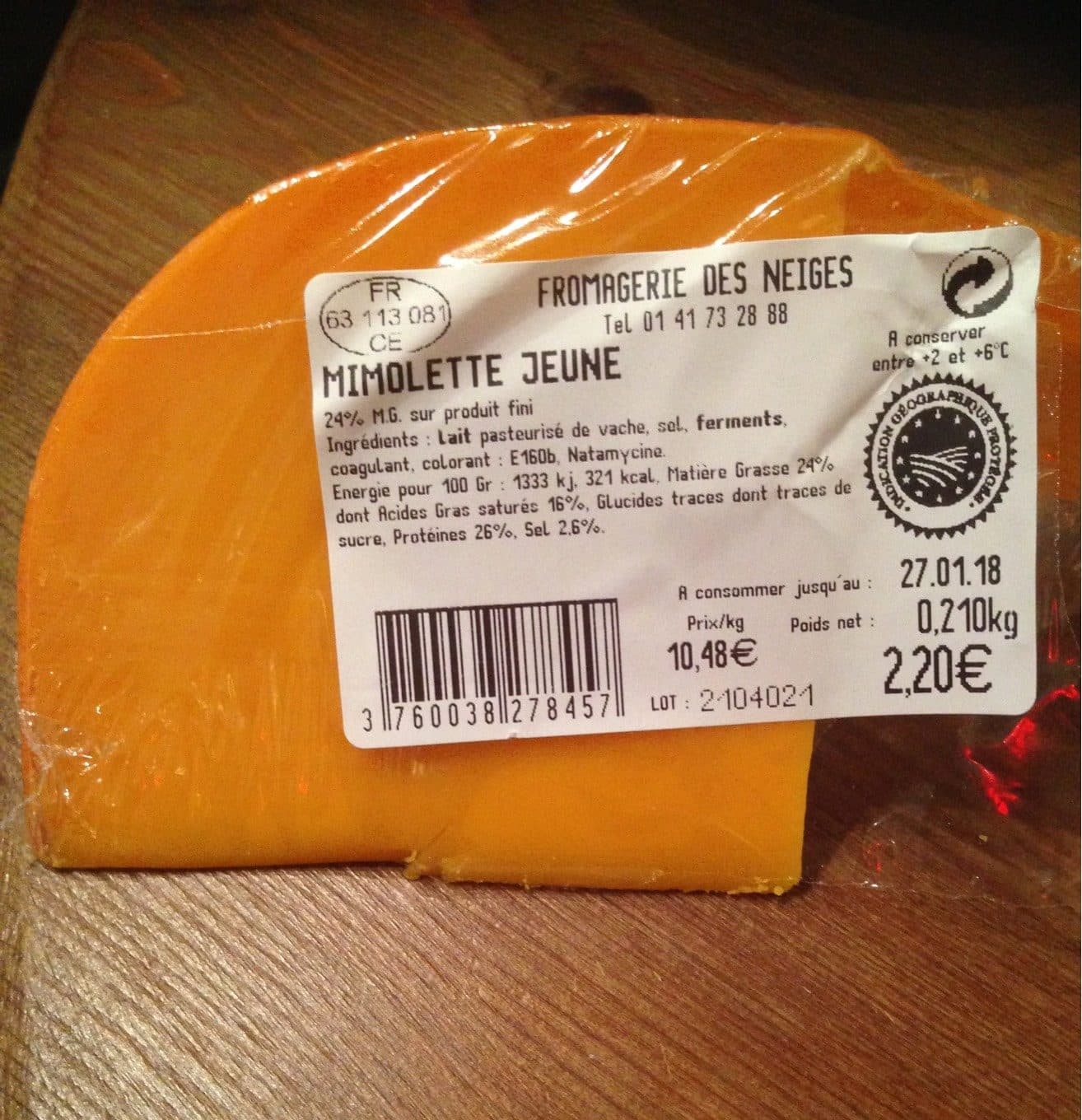 Fromagerie des Neiges Mimolette jeune packshot