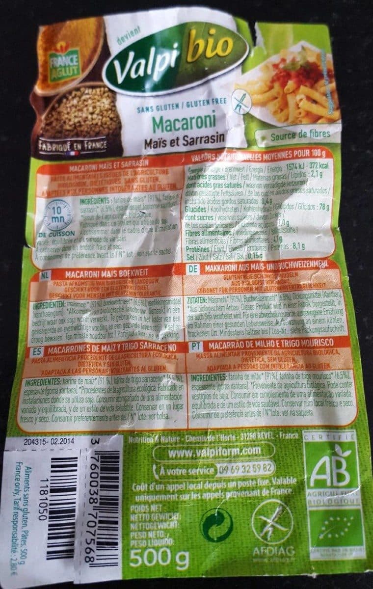Valpi Bio Macaroni packshot