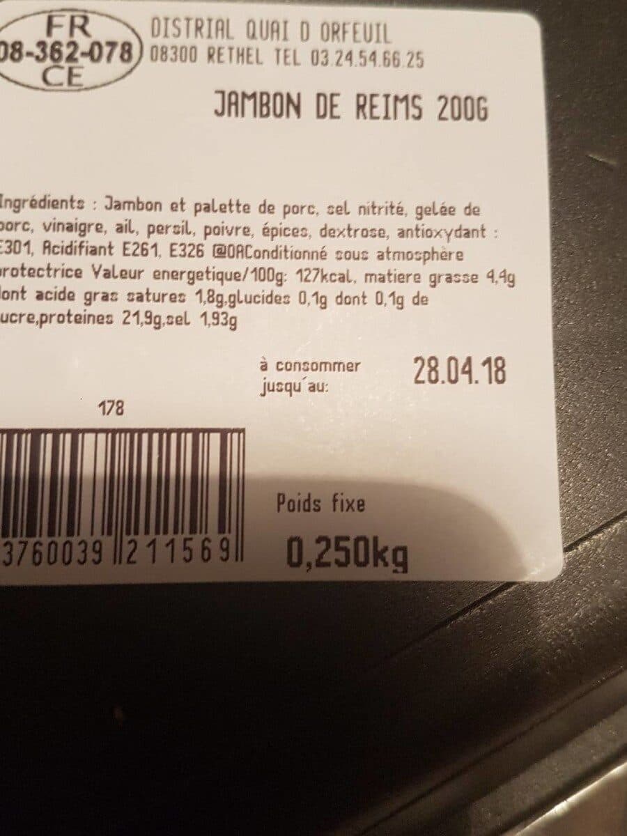 Open Food Facts Véritable jambon de Reims Le Prestige packshot