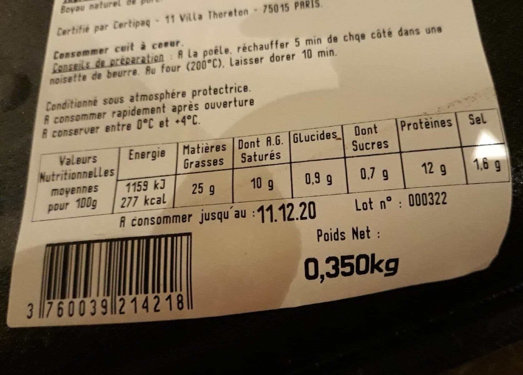 Open Food Facts Boudin Blanc Rethel X3 Fe packshot