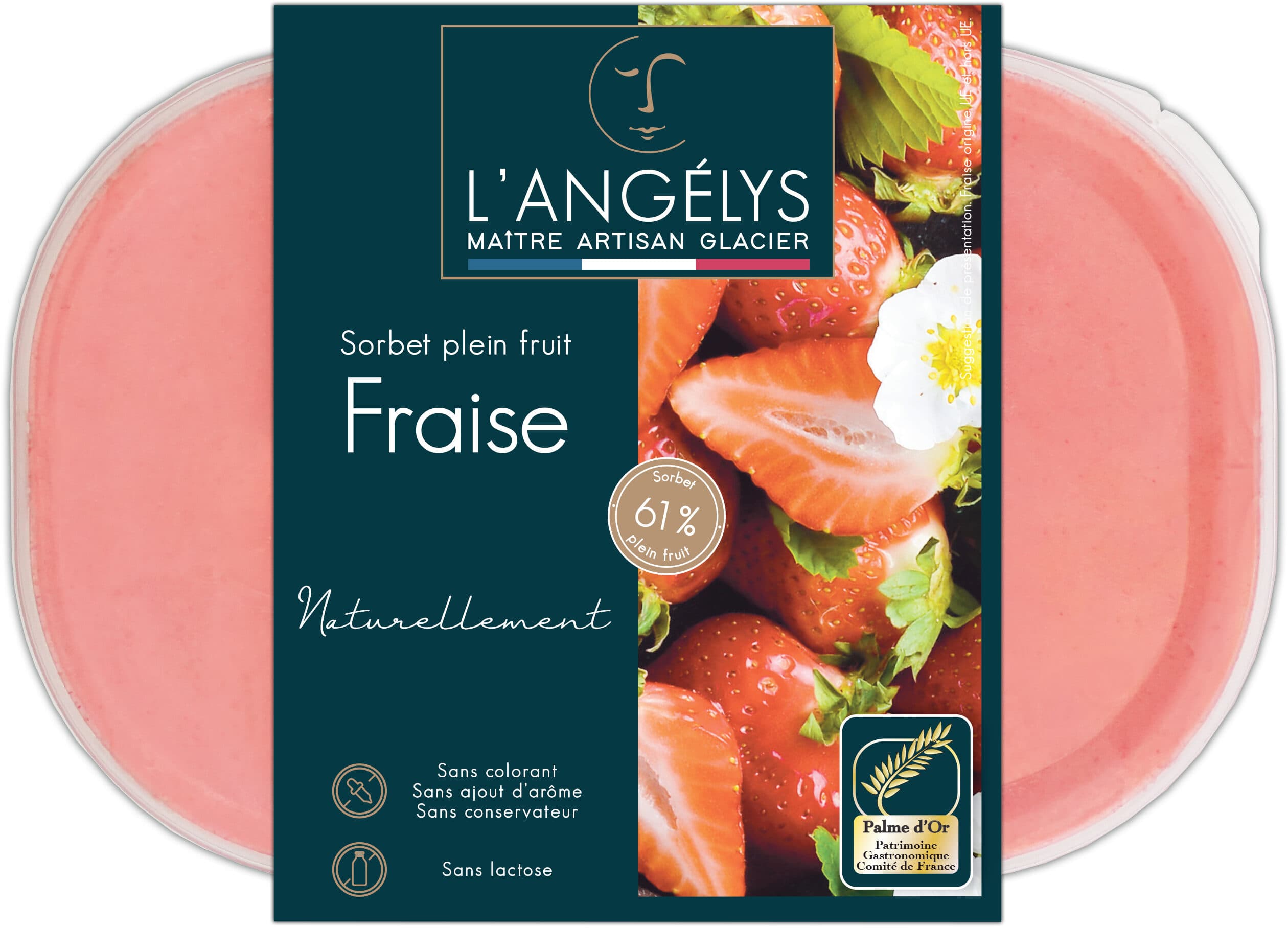 L'Angelys Sorbet plein fruit Fraise packshot