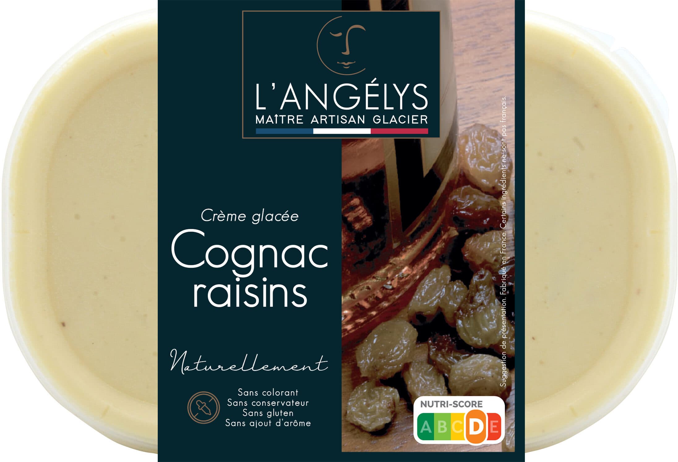 L'Angélys Crème glacée Cognac-raisins 500G/750ml packshot