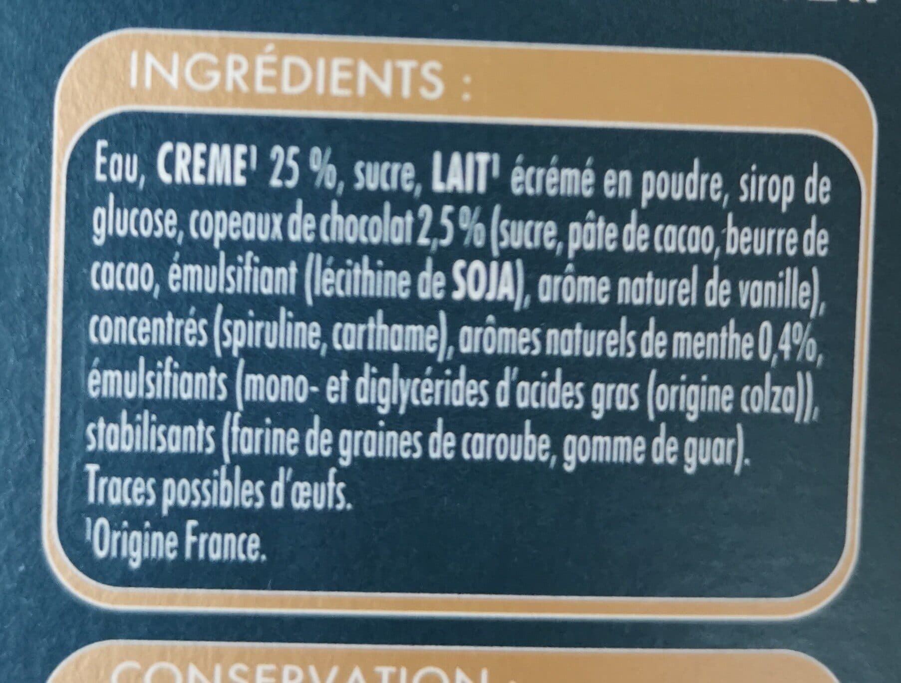 L'Angélys Crème glacée Menthe verte aux copeaux de chocolat 500G/750ml packshot