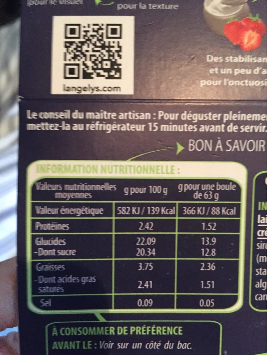 L angelys Crème glacée yaourt au lait entier coulis de fraise packshot