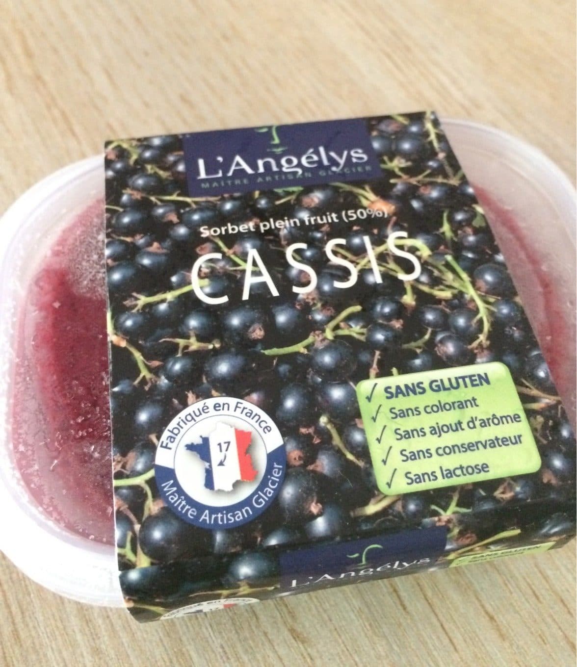 L'Angelys Sorbet plein fruit cassis (50%) packshot
