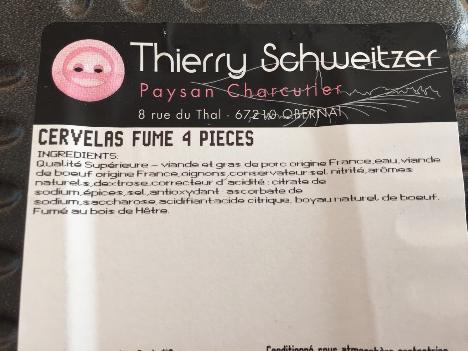Thierry Schweitzer Cervelas fumes superieurs SCHWEITZER, 4 pieces packshot