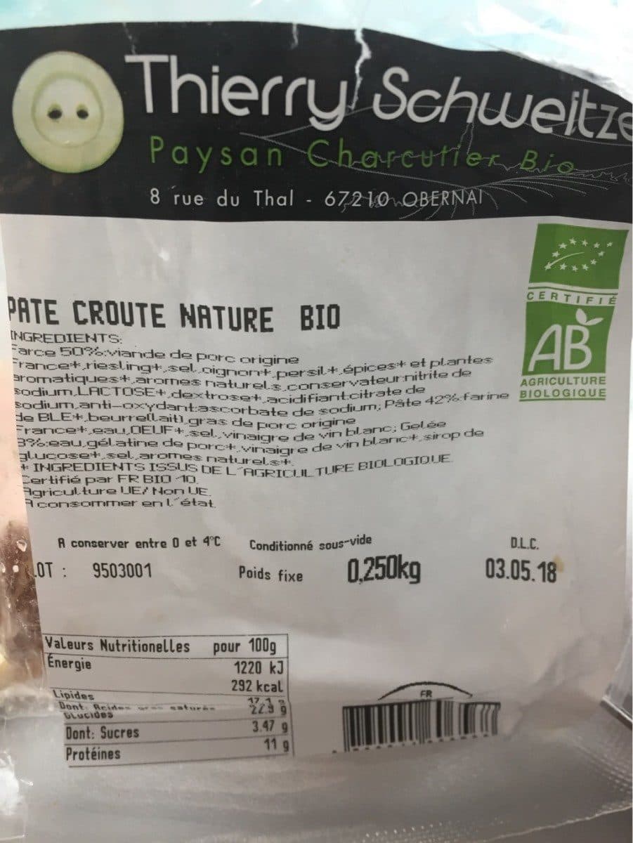 Open Food Facts Pate croute nature bio packshot