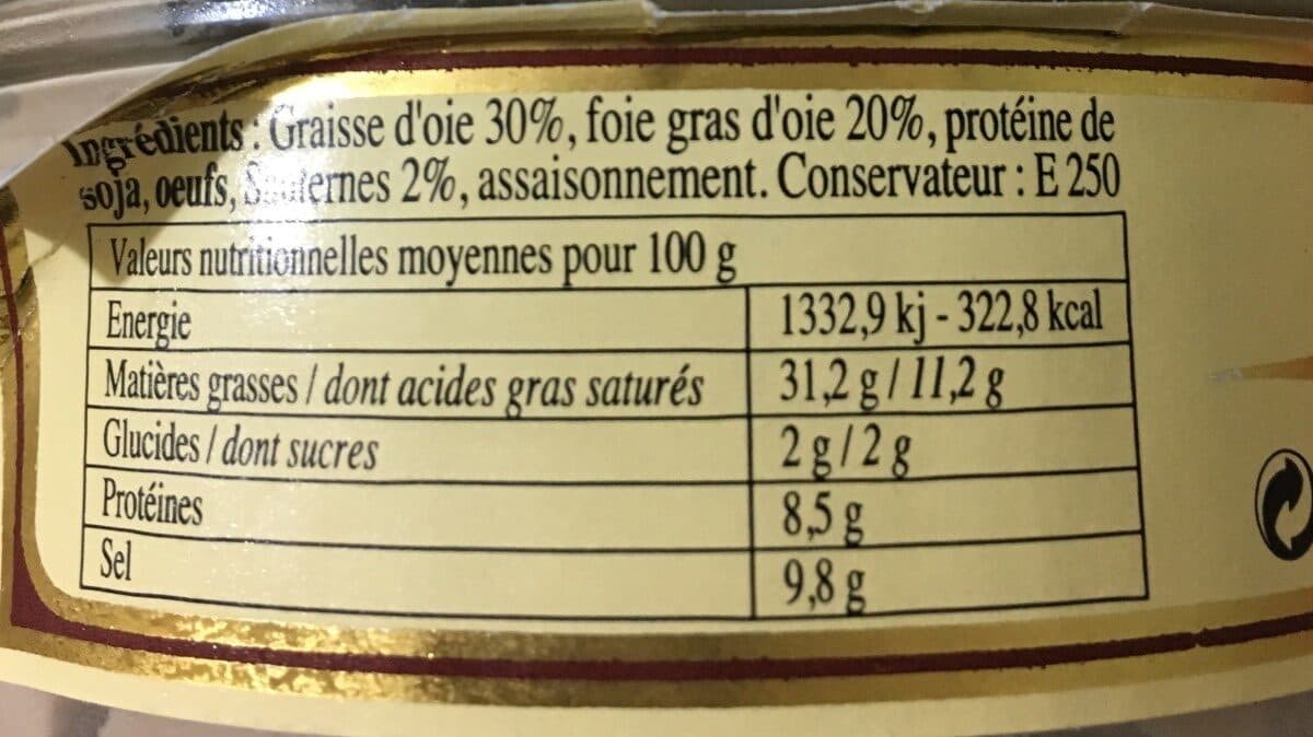 Open Food Facts Mousse D'oie Au Sauternes 20% Foie Gras packshot