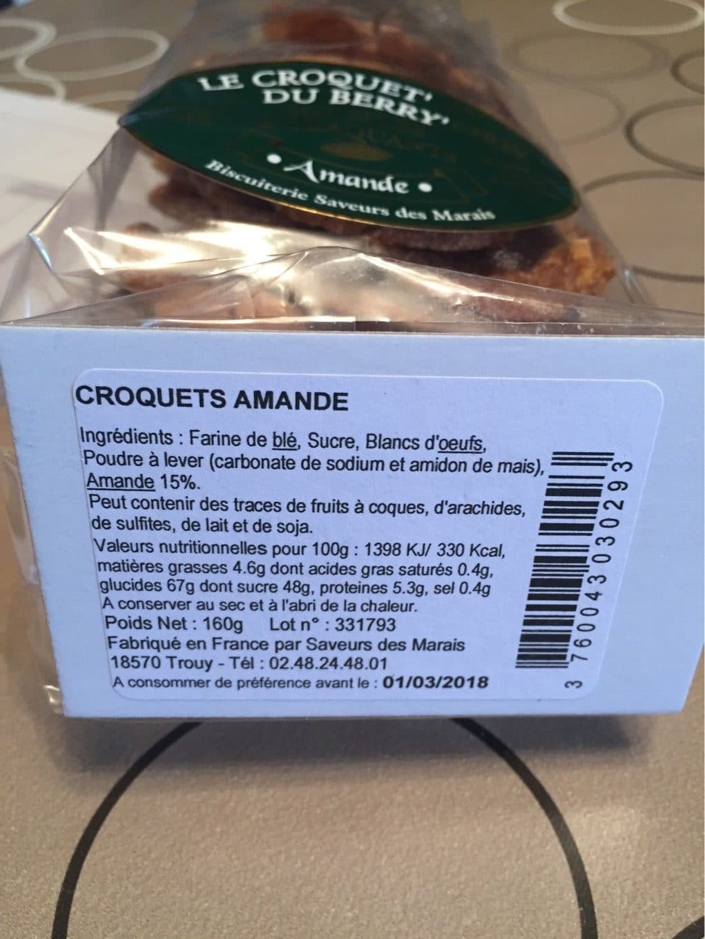 Saveurs des Marais Le Croquet'on du Berry'chon - Craquants soufflés aux amandes packshot
