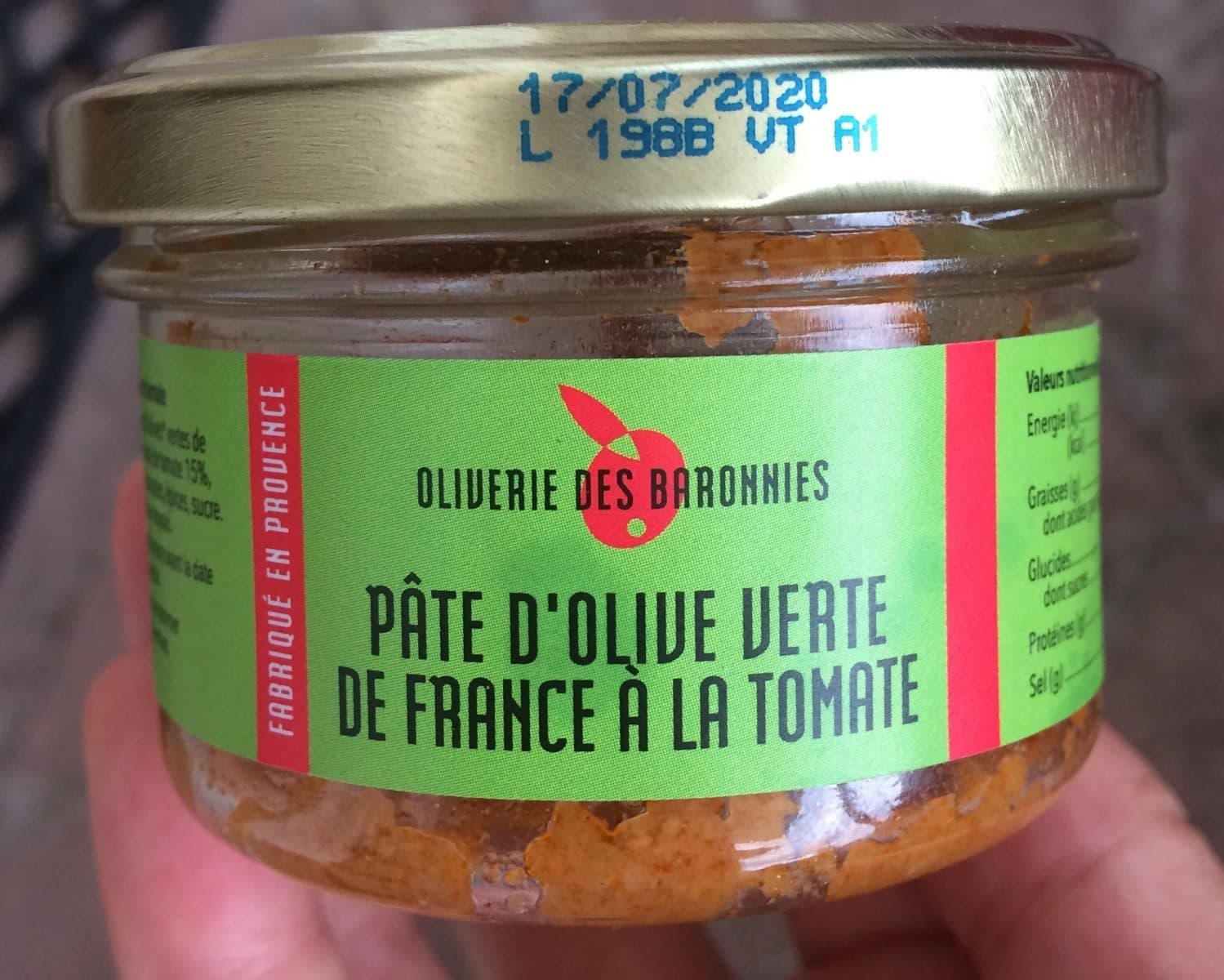 Open Food Facts Pâte d'olive verte de France à la tomate packshot